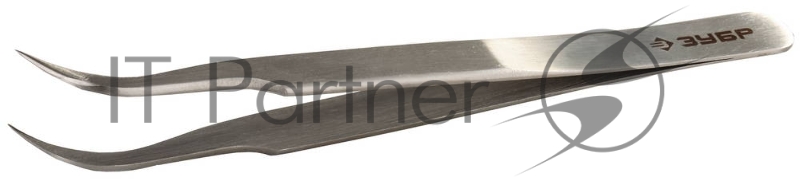 Пинцет ЗУБР 22211-3-110 для электроники и точной механики, нерж. сталь, антимагнит, изогнутый, заостренные губки, 110мм