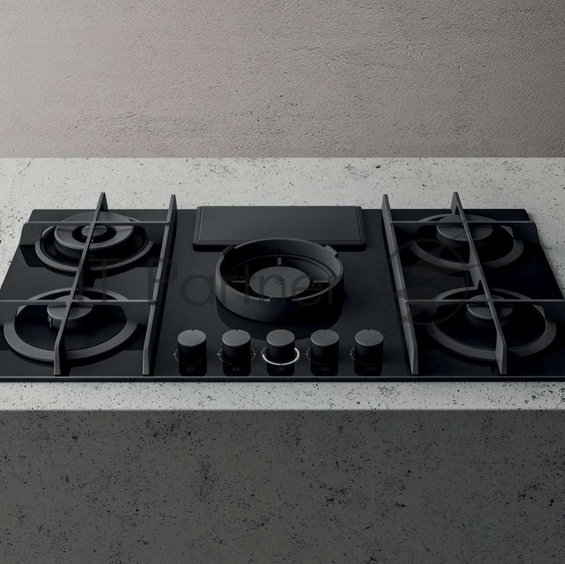 Встраиваемая газовая панель ELICA NIKOLATESLA FLAME BL/F/88-PRF0147741A / газ, с вытяжкой, 900 м3/ч, черная