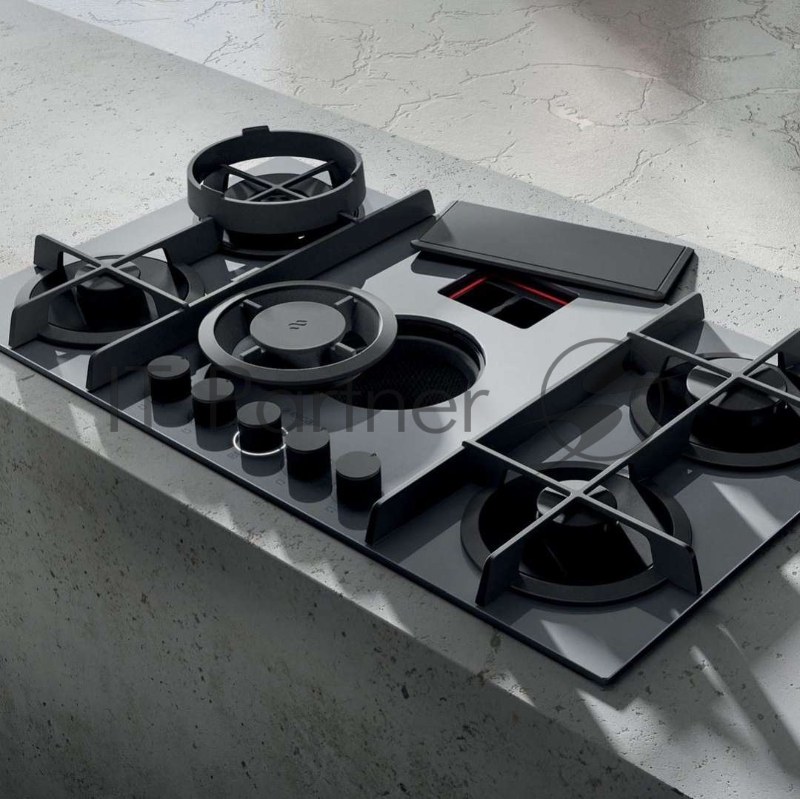 Встраиваемая газовая панель ELICA NIKOLATESLA FLAME BL/F/88-PRF0147741A / газ, с вытяжкой, 900 м3/ч, черная