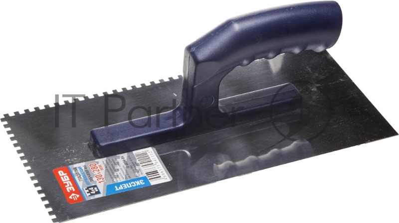 Гладилка нержавеющая Зубр с пластиковой ручкой, зубчатая, 4x4мм 0804-04