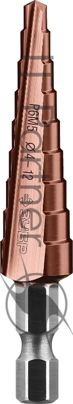 Сверло КОБАЛЬТ ЗУБР ступен. по сталям и цвет. мет. ст. Р6М5 29672-4-12-9_z01