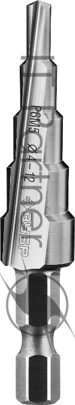 Сверло ступенчататое ЗУБР по сталям и цвет. мет. ст. Р6М5 29670-4-12-5_z01