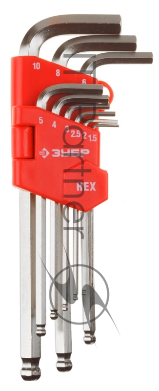 Набор ЗУБР 27461-2_z02 МАСТЕР Ключи имбусовые длинные с шариком, Cr-V, HEX 1,5-10мм, 9 пред