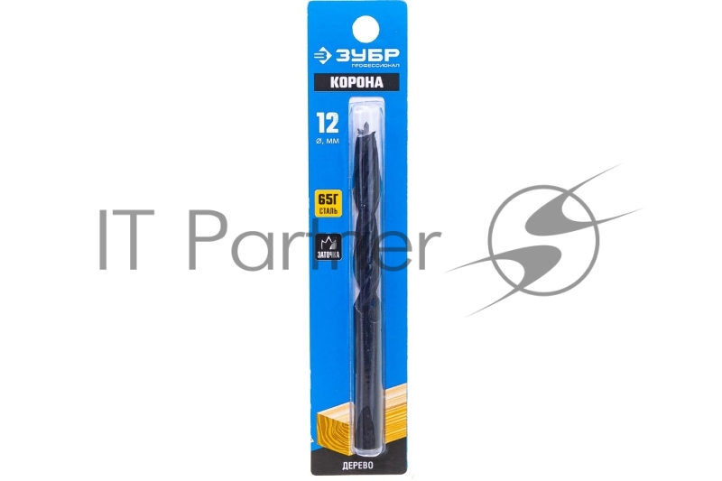 Сверло Зубр спиральное по дереву, М-образная заточка, сталь 65Г, Профессионал d=12мм 29421-140-12_z01