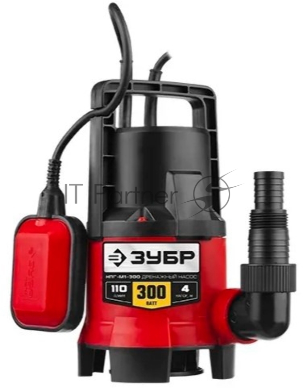 Дренажный насос ЗУБР для грязной воды, 300 Вт НПГ-М1-300
