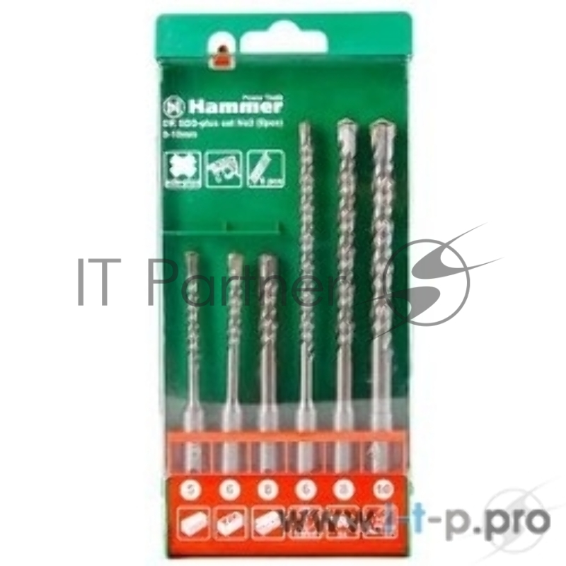 Набор буров Hammer Flex 201-902 DR SDS+ set No2 (6pcs) 5/6/8 X 110, 6/8/10 X 160