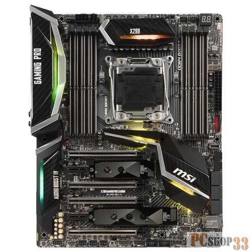 Материнская плата MSI X299 GAMING PRO CARBON RTL {s2066, 8xDDR4(128Gb), 4xPCIe 3.0 x16, 2xPCIe 3.0 x1, 7.1 Audio, 1xGBL, 8xSATA6Gb/s, 3xM.2, 1xU.2, 4xUSB 3.0, 3xUSB 2.0, 1xUSB 3.1 Gen2 Type-C, 1xUSB 3} 911-7A95-007