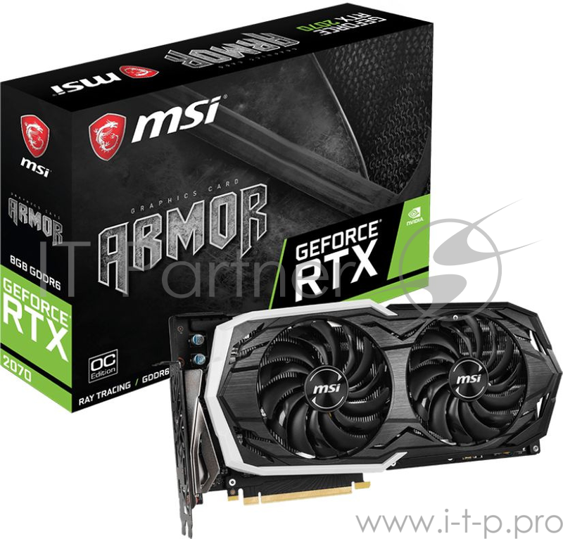 Видеокарта MSI RTX 2070 ARMOR 8G OC RTL {8192Mb, 256b, GDDR6, DVI+HDMI+3xDP+USB-C }
