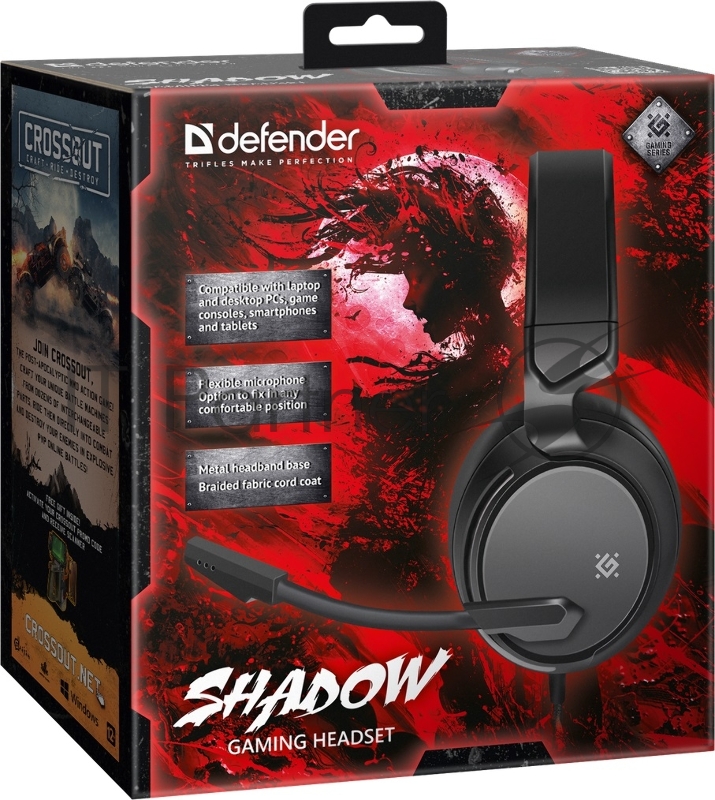 Гарнитура GAMING SHADOW BLACK 64600 DEFENDER