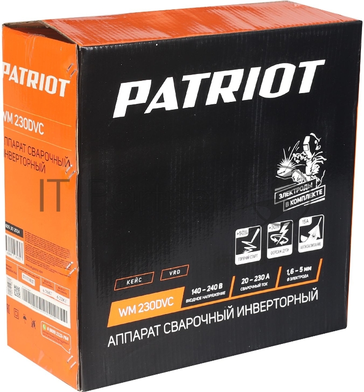 Сварочный аппарат Patriot WM230DVC инвертор ММА 10.7кВт (кейс в комплекте)