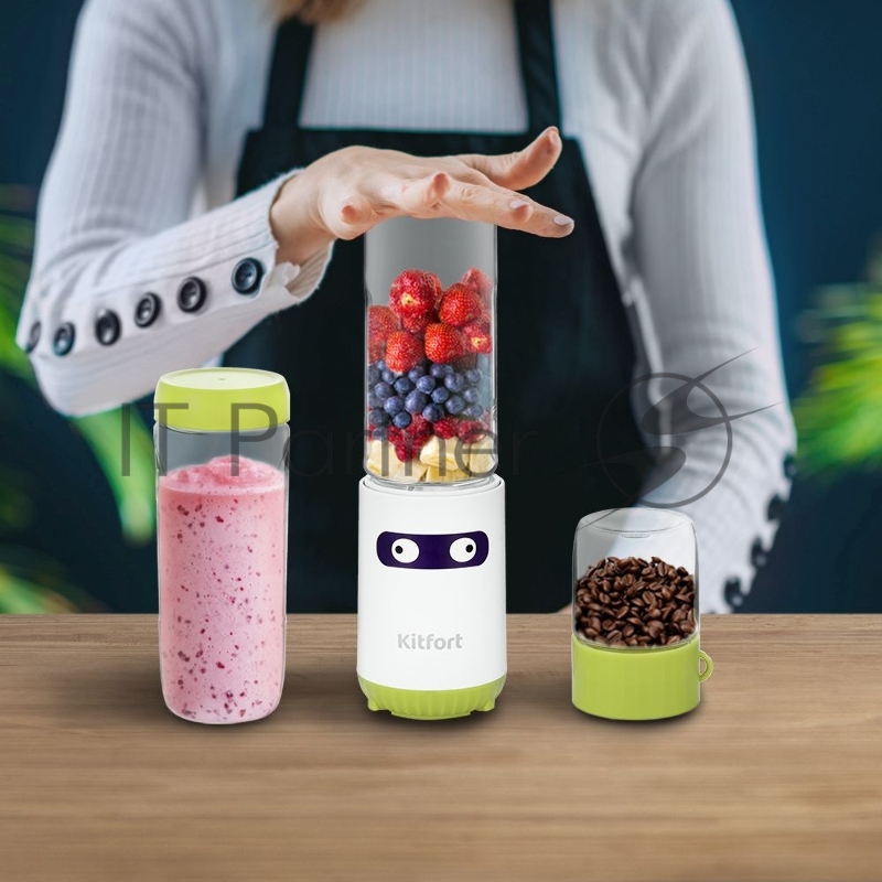 Блендер стационарный Kitfort КТ-3033-2 150Вт белый/салатовый