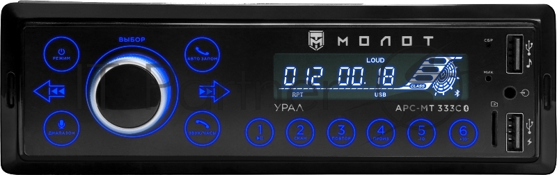 Автомагнитола Ural Молот АРС-МТ 333С 1DIN 4x25Вт