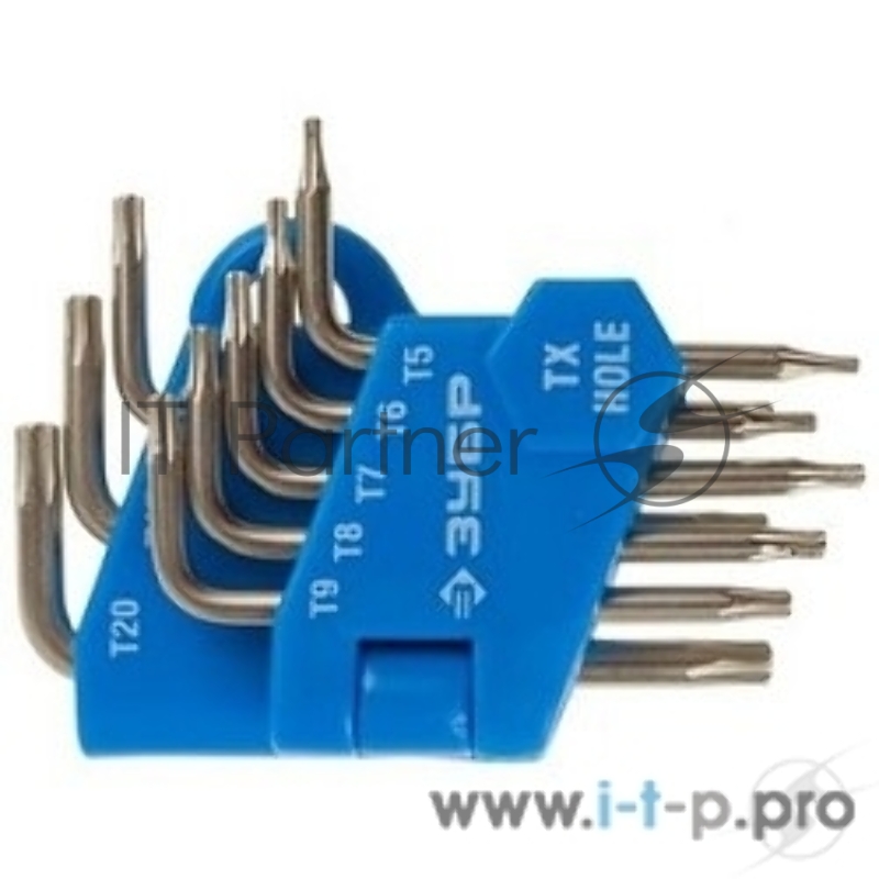 Ручной инструмент Набор ключей имбусовых ЗУБРЭКСПЕРТ (27477-H8) МИНИ для точных работ, Cr-V,TORX Т5-Т20, с отверстием,для защищенного крепежа,8шт