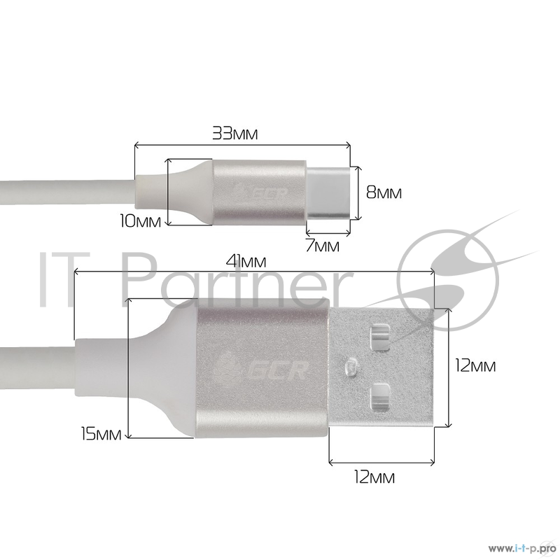 Кабель Greenconnect Кабель 0.5m USB 2.0 для Samsung, OS Android, AM/CM, белый, алюминиевый корпус серебро, зеленый ПВХ, 28/22 AWG, поддержка функции быстрой зарядки (33-050551)