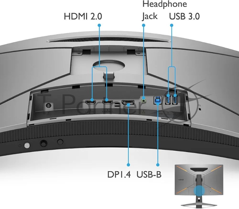 Монитор BENQ 27 EX2710R 2560x1440 165Гц 1000R Curved VA LED backlight 16:9 300(400)cd/m2 1ms(GtG) 90% P3 3000:1 178/178 2*HDMI2.0 DP1.4 1*USB типа-B 2*USB3.0 Speaker 2*5W Tilt Swivel HAS Metallic/Gray