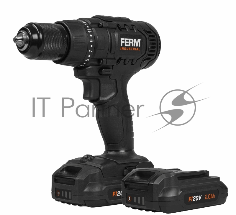Дрель ударная аккумуляторная FERM CDM1141P, 20В, 50Нм, 2,0 Ач., 2 скорости, 2 акк., Li-ion, БЗП, 13 мм., кейс