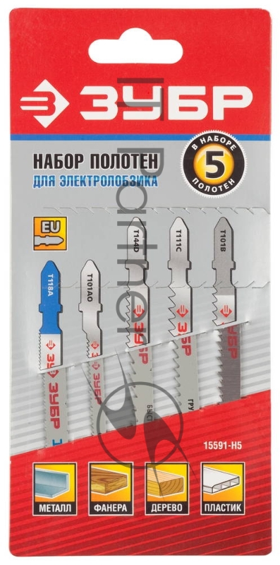 Набор пилок ЗУБР 15591-H5 набор пилки МАСТЕР по дереву и металлу EU-хвост. 5шт.
