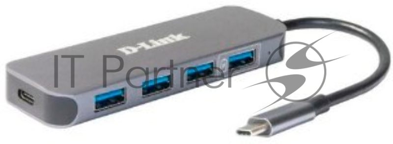 Концентратор D-Link DUB-2340/A1A с 4 портами USB 3.0 (1 порт с поддержкой режима быстрой зарядки), 1 портом USB Type-C/PD 3.0 и разъемом USB Type-C