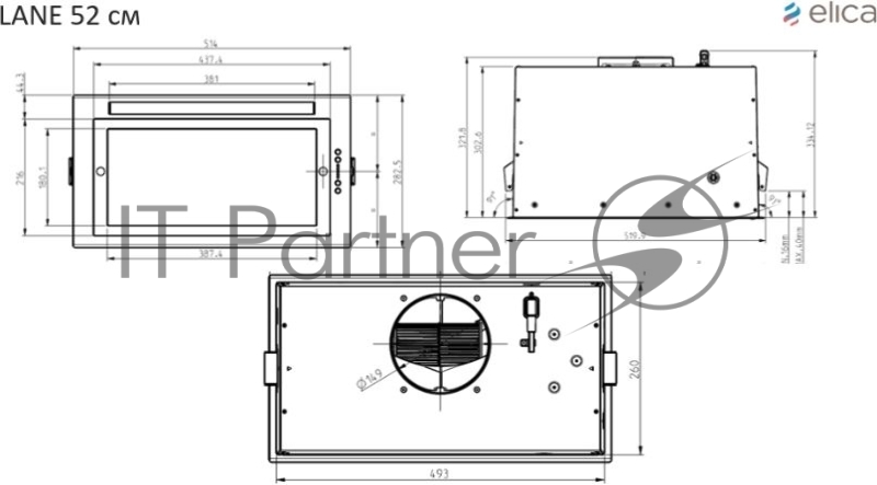 Вытяжка встраиваемая Elica LANE WH/A/52 белый управление: кнопочное (1 мотор)