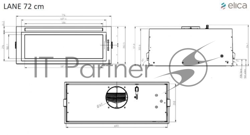 Вытяжка встраиваемая Elica LANE WH/A/72 белый управление: кнопочное (1 мотор)