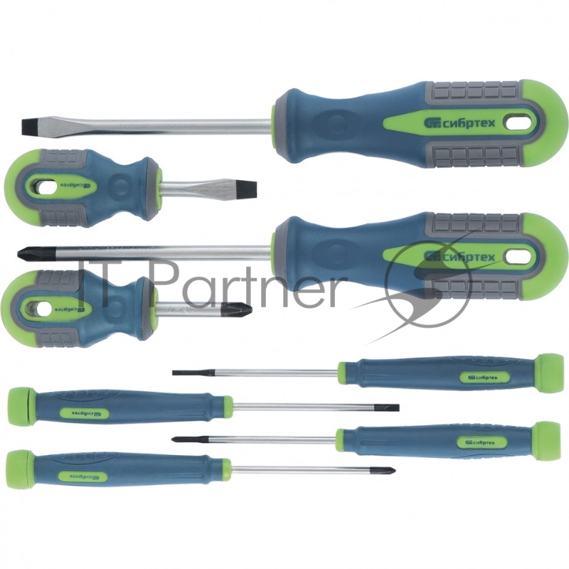 Набор отверток СИБРТЕХ 13375 универсальный crv трехкомпонентные рукоятки 8 предм