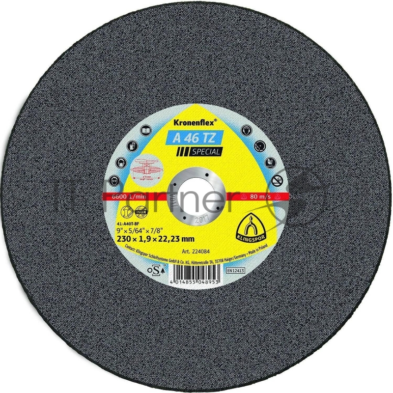 Круг отрезной 230 X 1.9 X 22 KLINGSPOR Kronenflex A 46 TZ SPECIAL (224084) по металлу, нержавейке