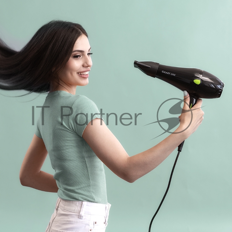 Фен Galaxy LINE GL4340, черный(12шт) Фен для волос профессиональный мощность 2200 Вт, профессиональный АС-мотор, Защита мотора от перегрева,2 скорости потока воздуха, 3 температурных режима, функция Холодный воздух, насадка-концентратор для ускоренн