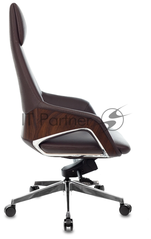 Кресло руководителя Бюрократ _DAO-2 коричневый кожа с подголов. крестовина алюминий