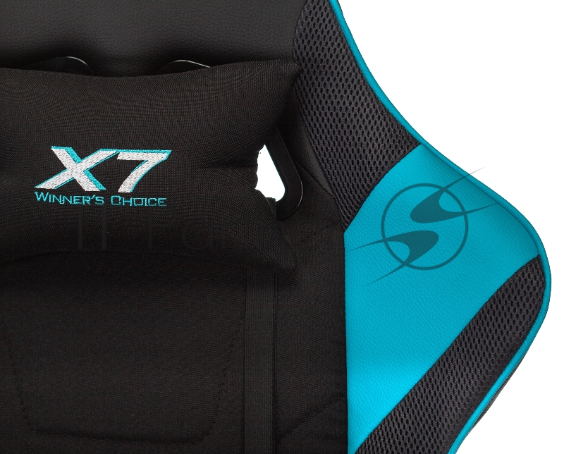 Кресло игровое A4Tech X7 GG-1100 черный/голубой текстиль/эко.кожа крестовина пластик