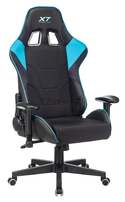 Кресло игровое A4Tech X7 GG-1100 черный/голубой текстиль/эко.кожа крестовина пластик