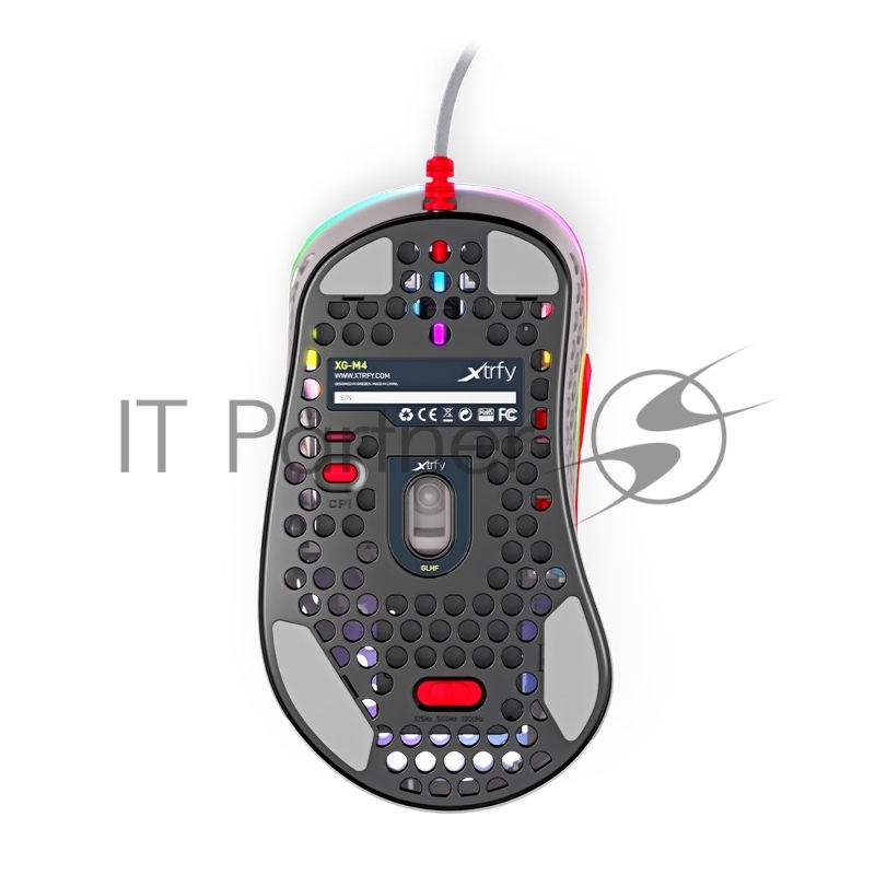 Игровая мышь Xtrfy M4 RETRO серая (5 кнопок, OMRON, Pixart 3389, 16000 dpi, RGB подсветка, USB)