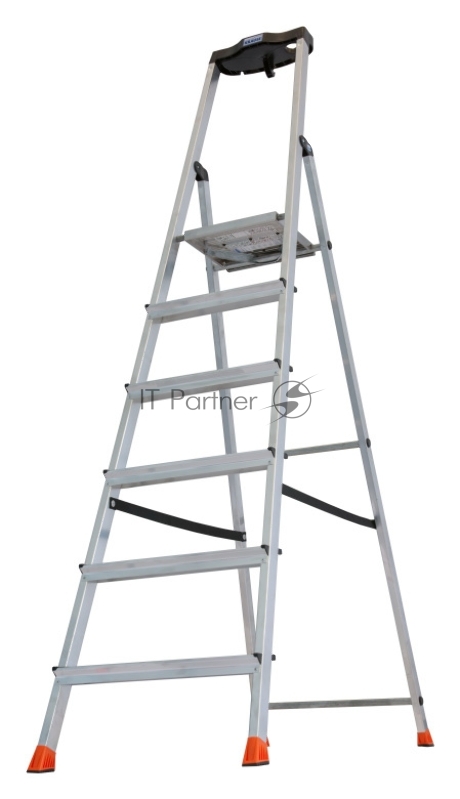 SAFETY Складная стремянка 6 ступ. с полочкой