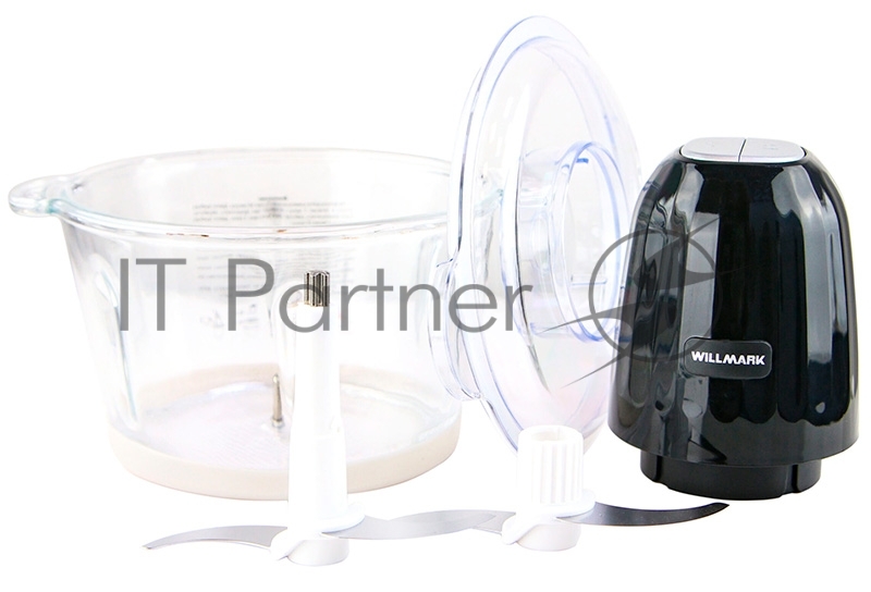 Измельчитель WILLMARK WMC-7088 (500Вт., стекл. чаша 2л., двойн. лезвия., рез. основание) черный