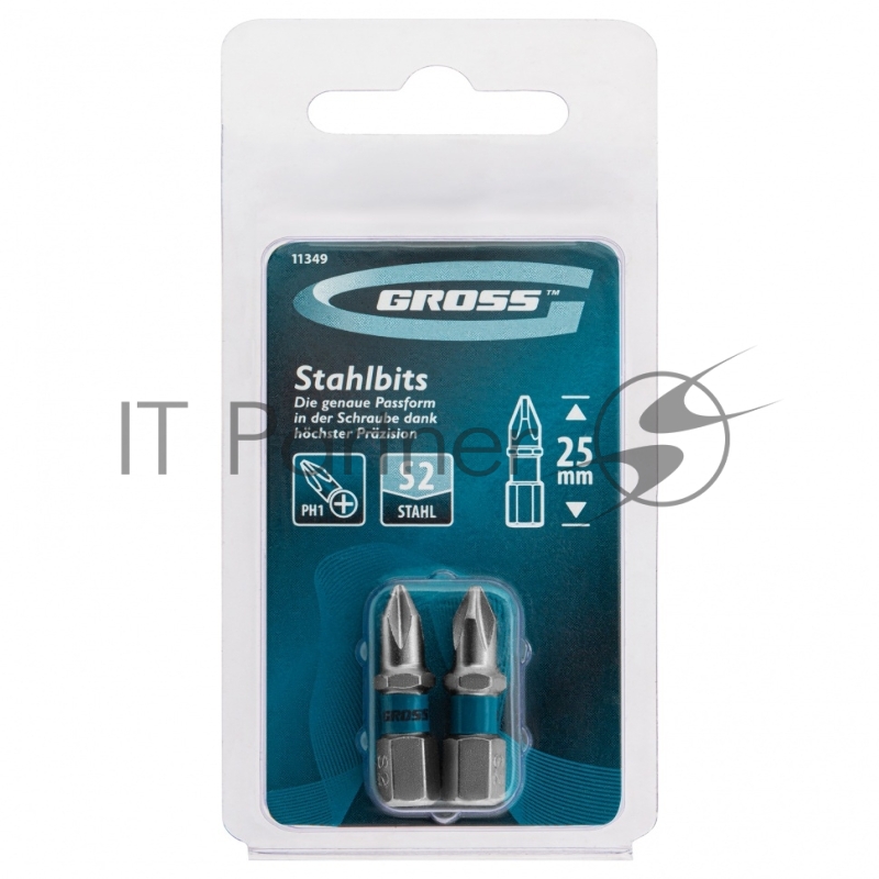 Набор бит GROSS РН1x25, сталь S2, 2шт // 11349