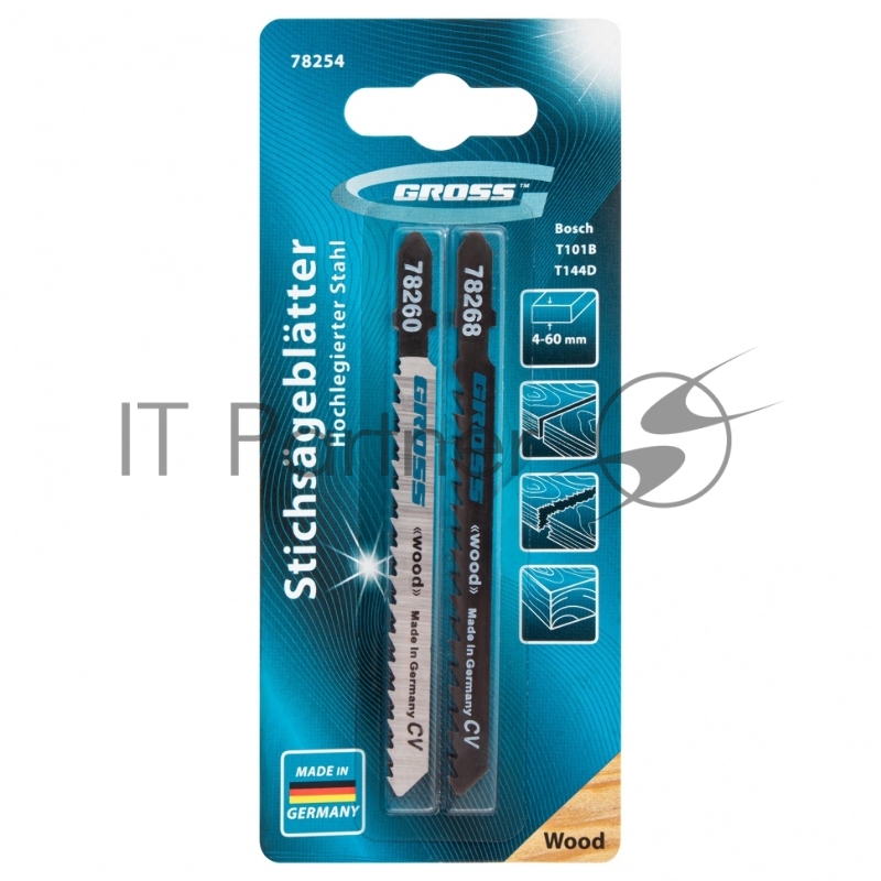 Набор полотен GROSS для электролобзика по дереву, 2шт. // 78254