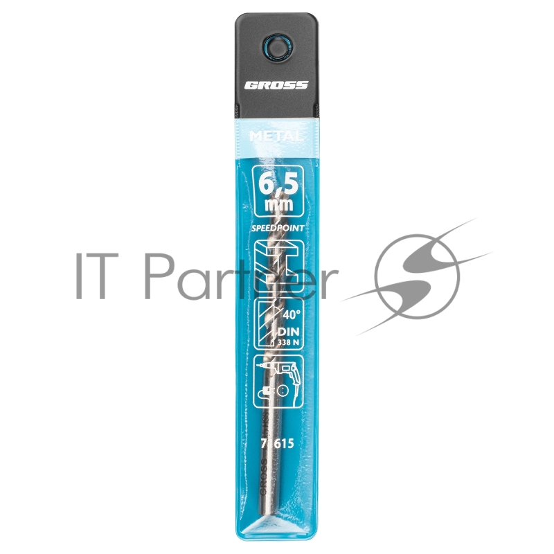 Сверло спиральное GROSS по металлу 6,5 мм, HSS, 338 W // GROSS 71615