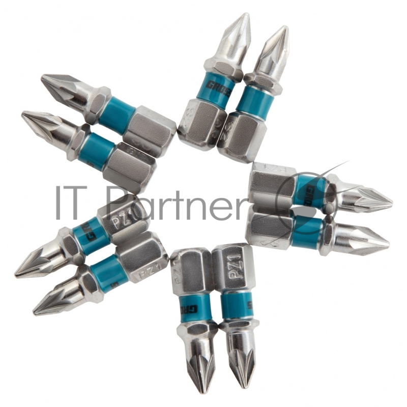 Набор бит GROSS РZ1x25, сталь S2, 10шт // 11339