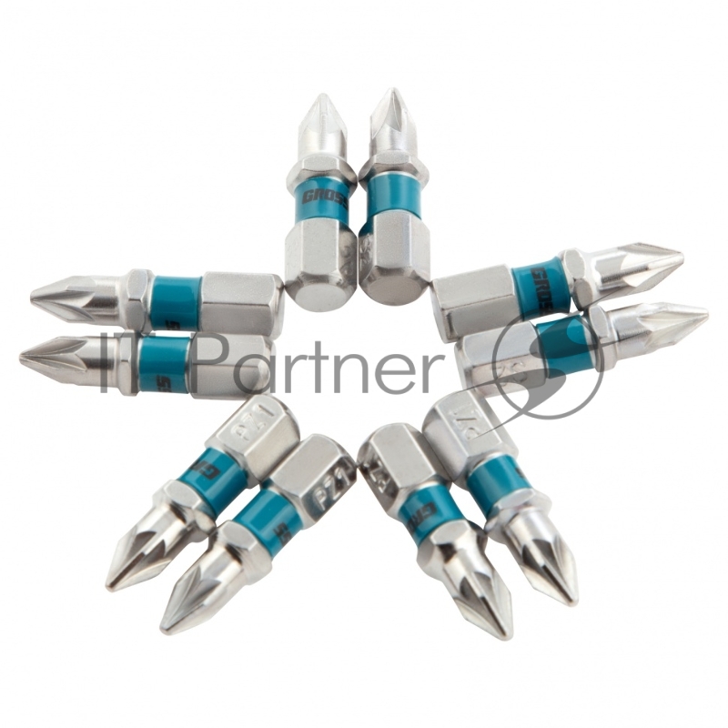 Набор бит GROSS РZ1x25, сталь S2, 10шт // 11339