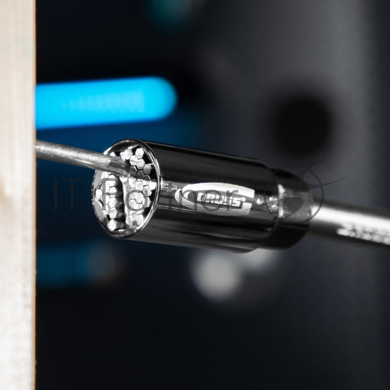 Головка торцевая GROSS многоразмерная CrV 6-21мм под квадрат 3/8, CrV, хромир.// 13191