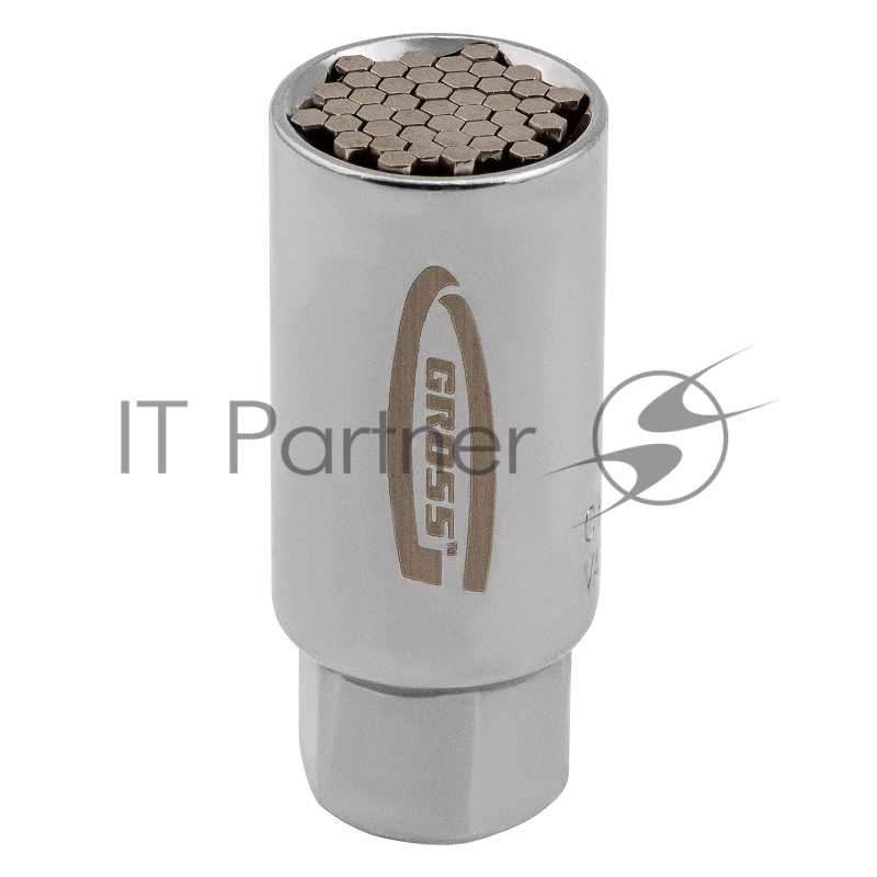 Головка торцевая GROSS многоразмерная CrV 6-21мм под квадрат 3/8, CrV, хромир.// 13191