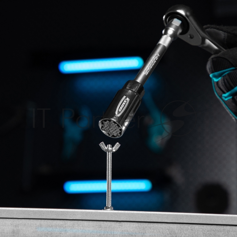 Головка торцевая GROSS многоразмерная CrV 6-21мм под квадрат 3/8, CrV, хромир.// 13191