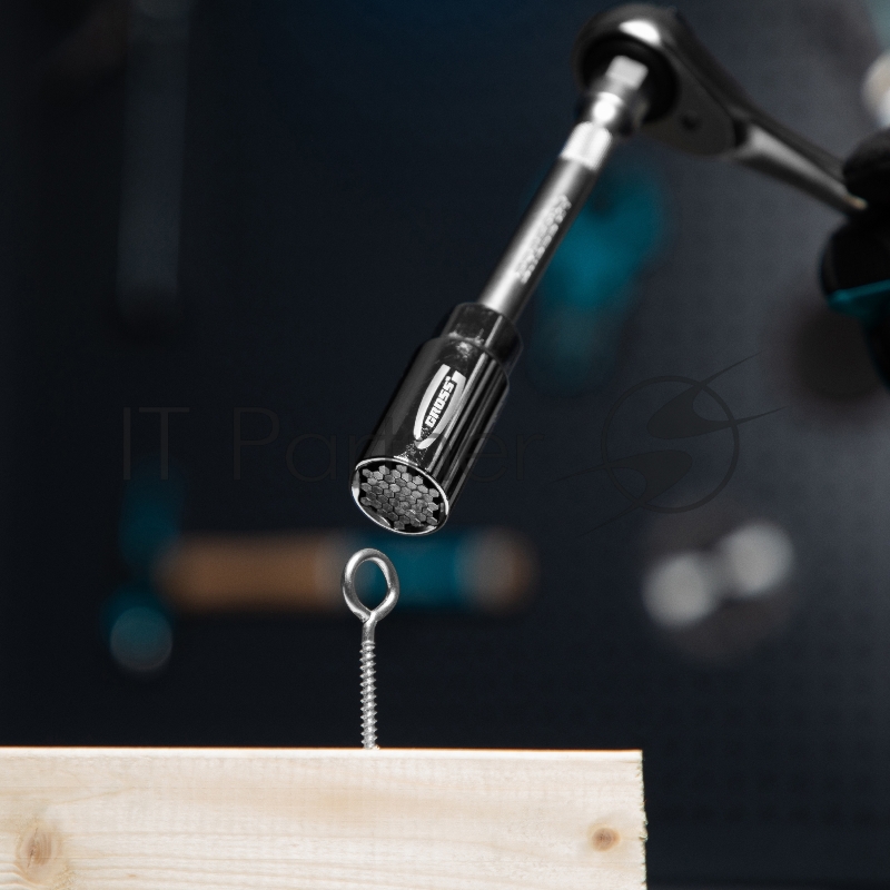 Головка торцевая GROSS многоразмерная CrV 6-21мм под квадрат 3/8, CrV, хромир.// 13191