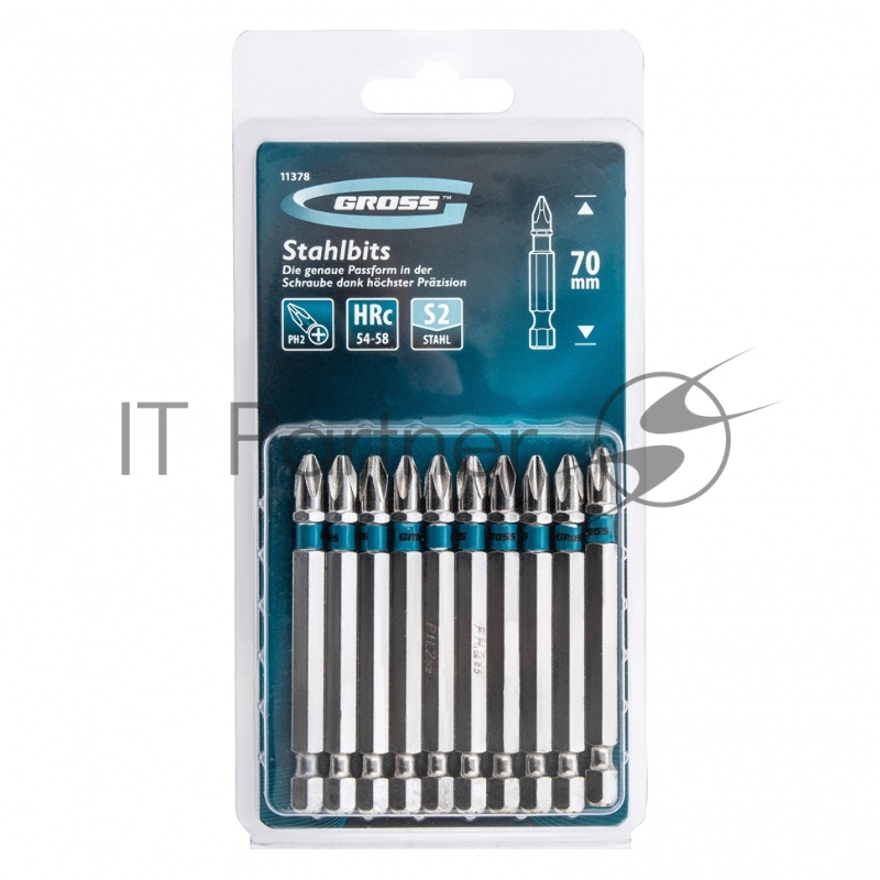 Набор бит GROSS РН2x70, сталь S2, 10шт GROSS 11378