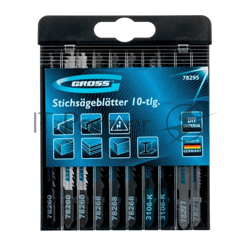 Набор полотен GROSS для электролобзика универсальный, 10шт., DIY, пластиковый кейс // GROSS 78295