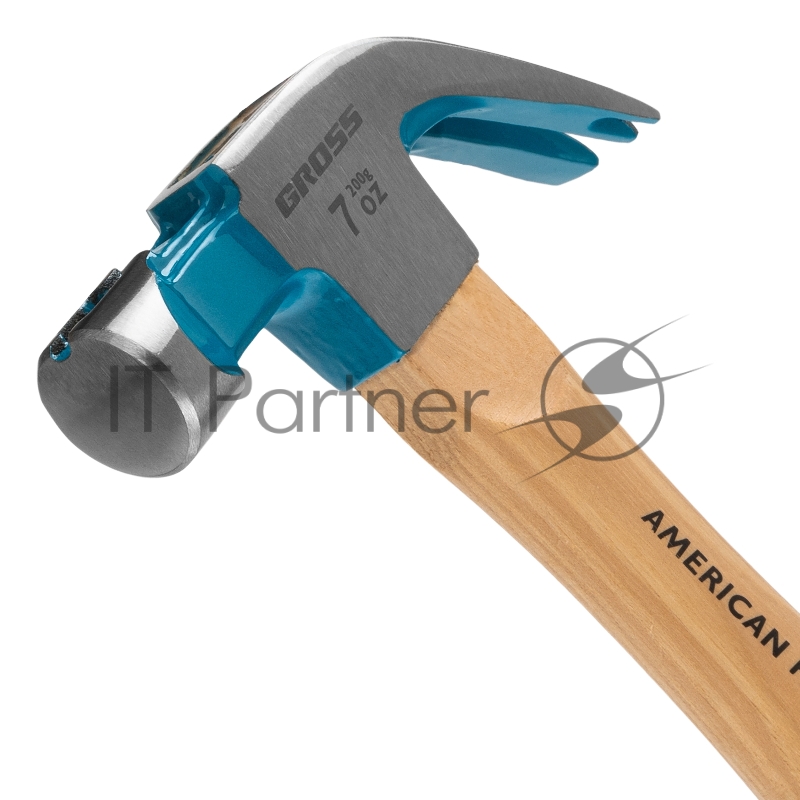 Молоток-гвоздодер GROSS 200 г угол 45 магнит обрезиненная рукоятка AMERICAN HICKORY 10414