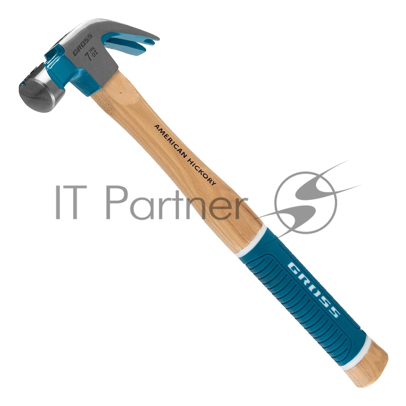 Молоток-гвоздодер GROSS 200 г угол 45 магнит обрезиненная рукоятка AMERICAN HICKORY 10414