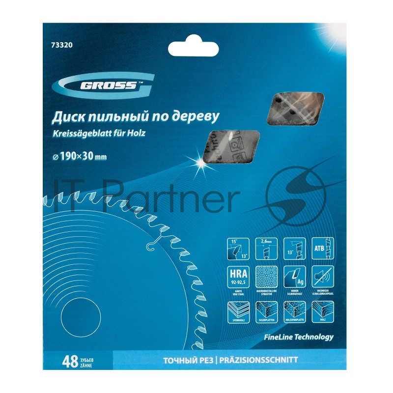 Пильный диск GROSS по дереву 190x30x48Т GROSS 73320