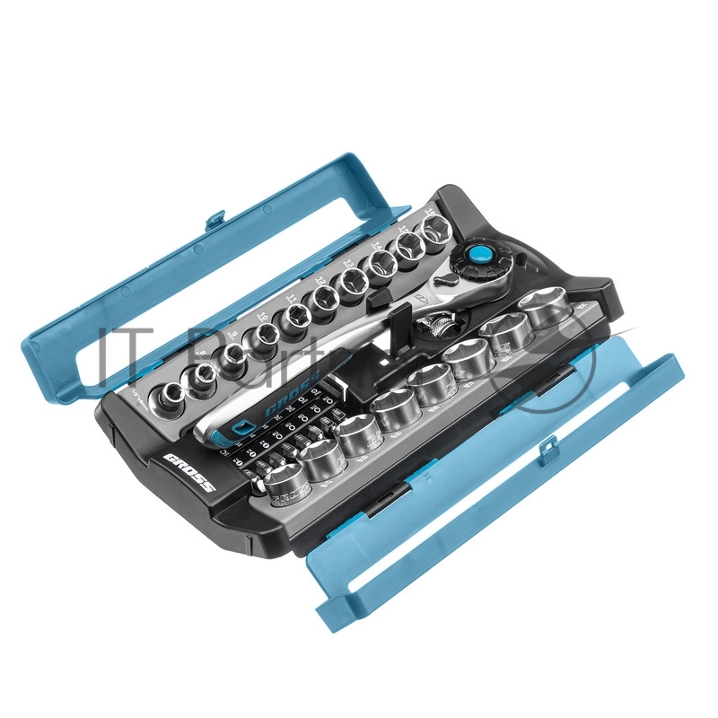 Набор торцевых GROSS головок, трещотка 120 зубьев, 36 предметов 14144