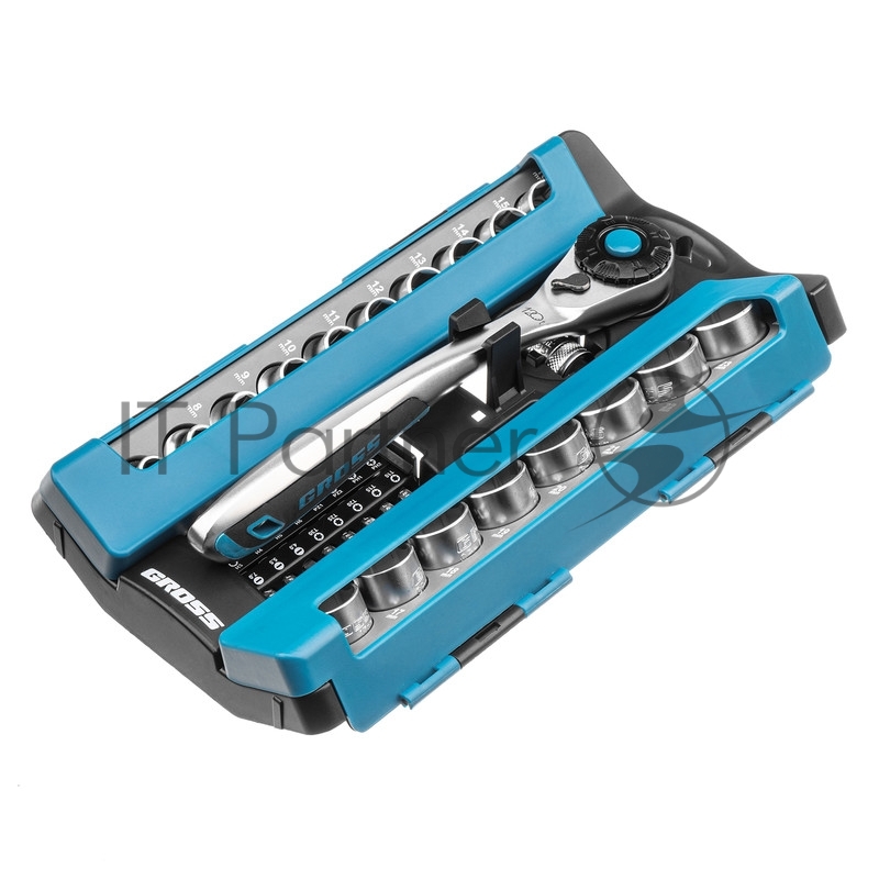 Набор торцевых GROSS головок, трещотка 120 зубьев, 36 предметов 14144