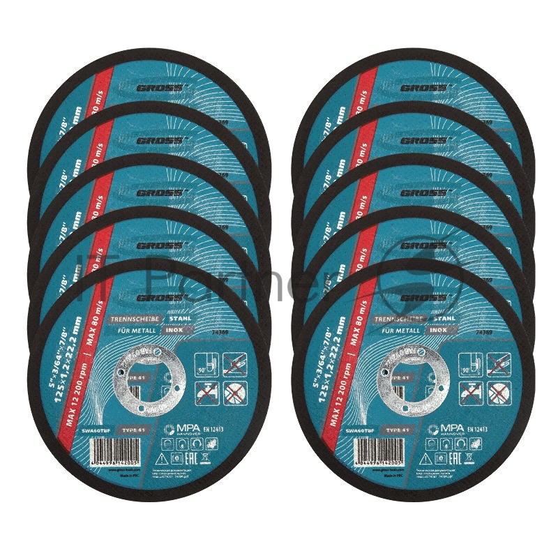 Круг отрезной GROSS по металлу, 125 х 1,2 х 22,2 мм 74369